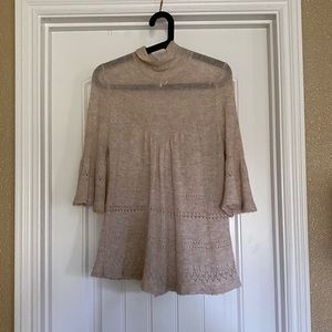 See through almond color cashmere tunic
